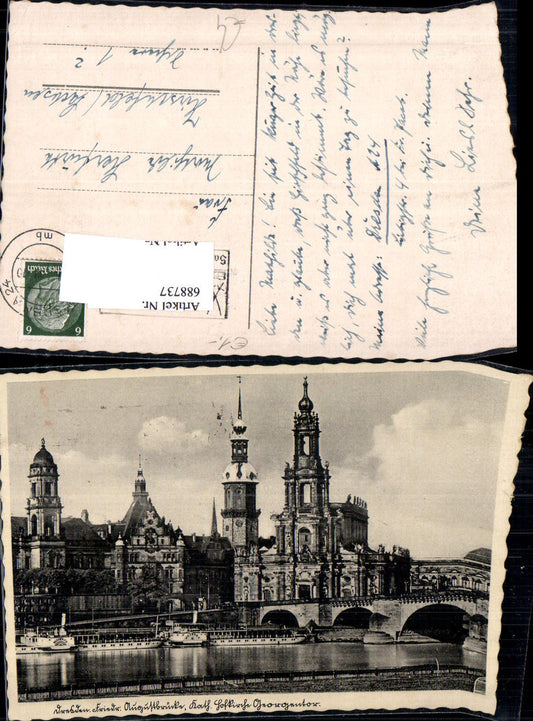 688737 Dresden Dampfer Blasewitz u. Meissen Elbe Terrasse Landeplatz