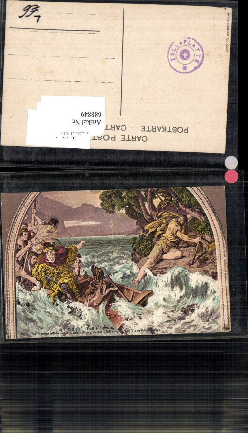 688849 Künstler AK Wilhelm Tell Sprung Sage Gemälde