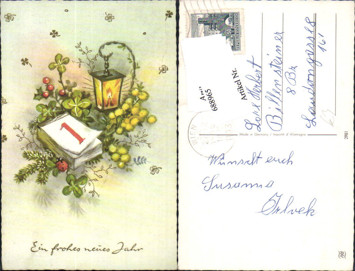 688965 Neujahr Kalender Laterne Klee