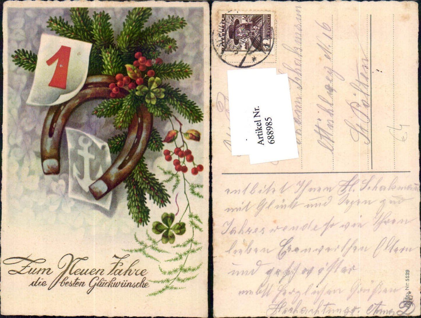 688985 Neujahr Hufeisen Klee Blumen