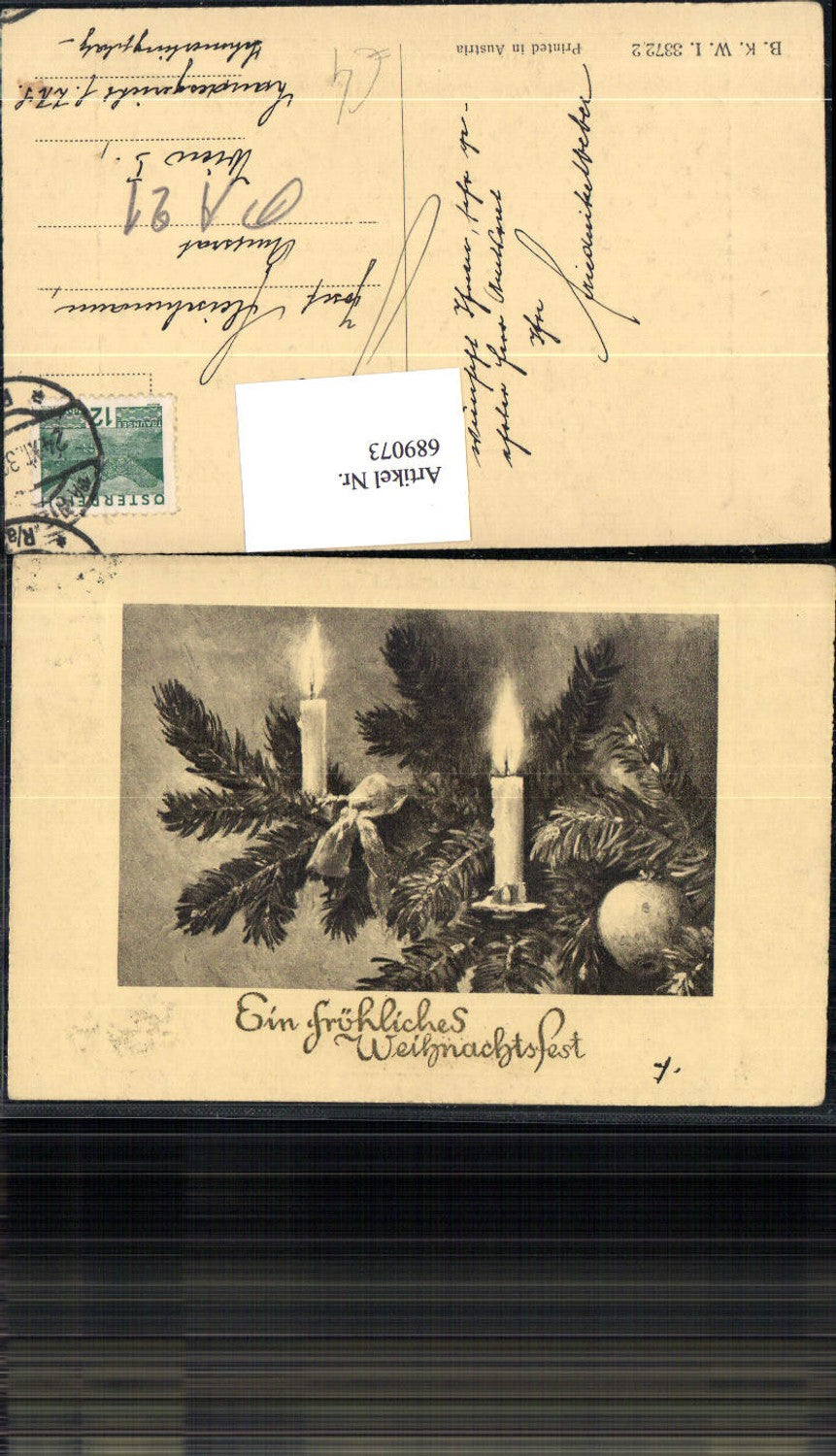 689073 Weihnachten Kerzen Tannenzweig pub B.K.W.I. 3372/2