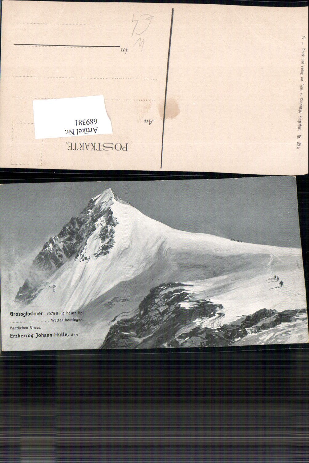 689381 Grossglockner Bezirk Spittal an der Drau Heiligenblut Erzherzog Johann Hütte Tourengeher
