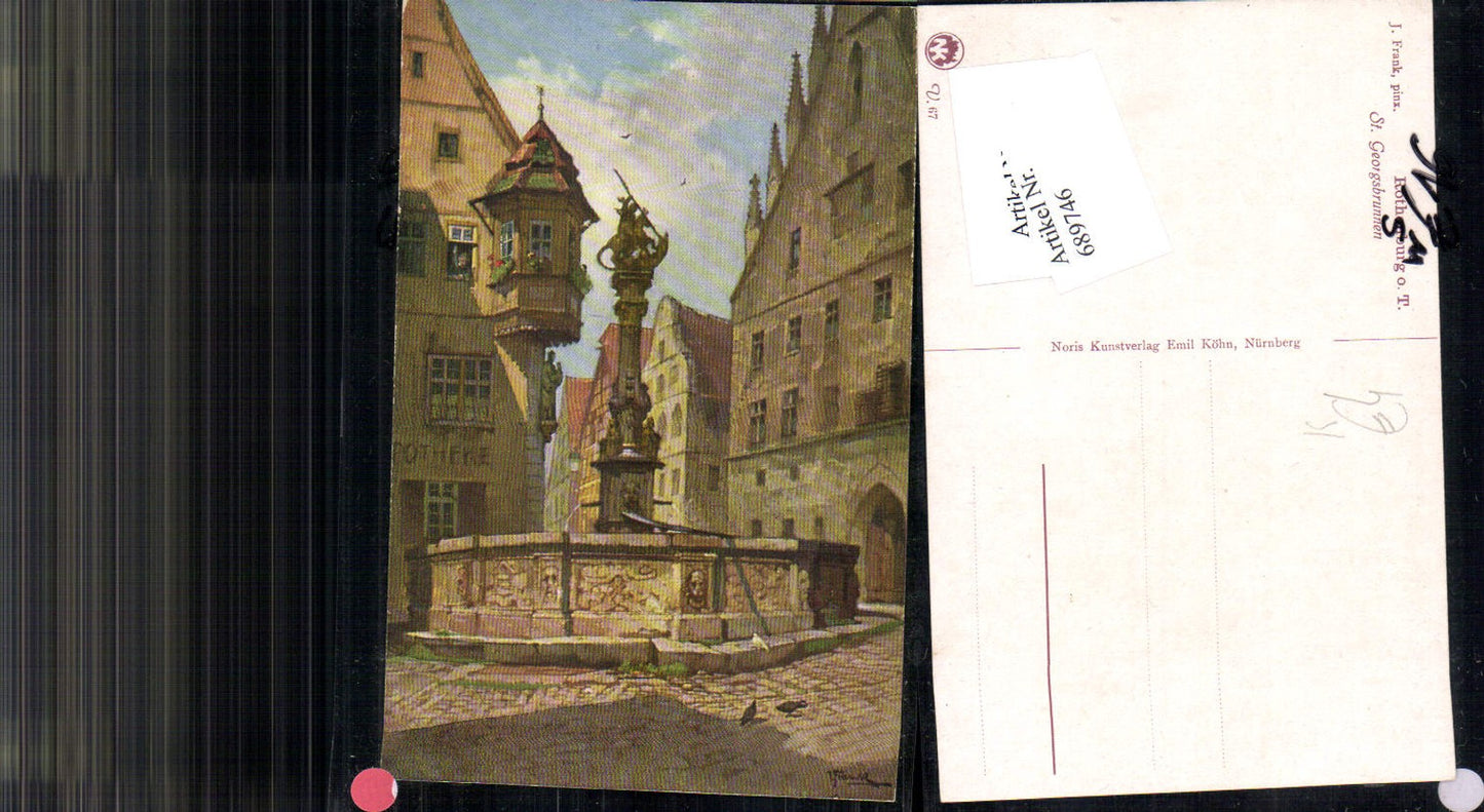 689746 Künstler AK J. Frank Rothenburg ob der Tauber Georgsbrunnen