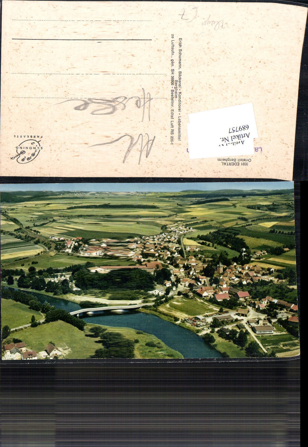 689757 Fliegeraufnahme Bergheim bei Edertal Luftbild Waldeck Frankenberg