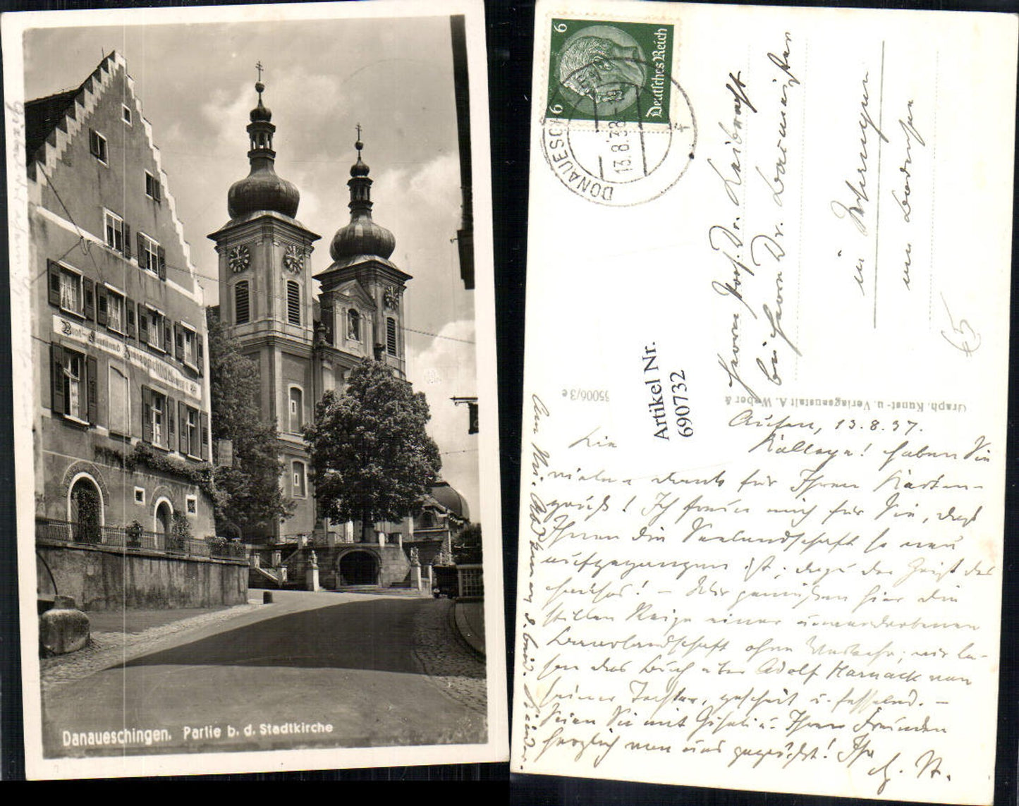 690732 Donaueschingen Partie b.d. Stadtkirche Kirche Gasthaus
