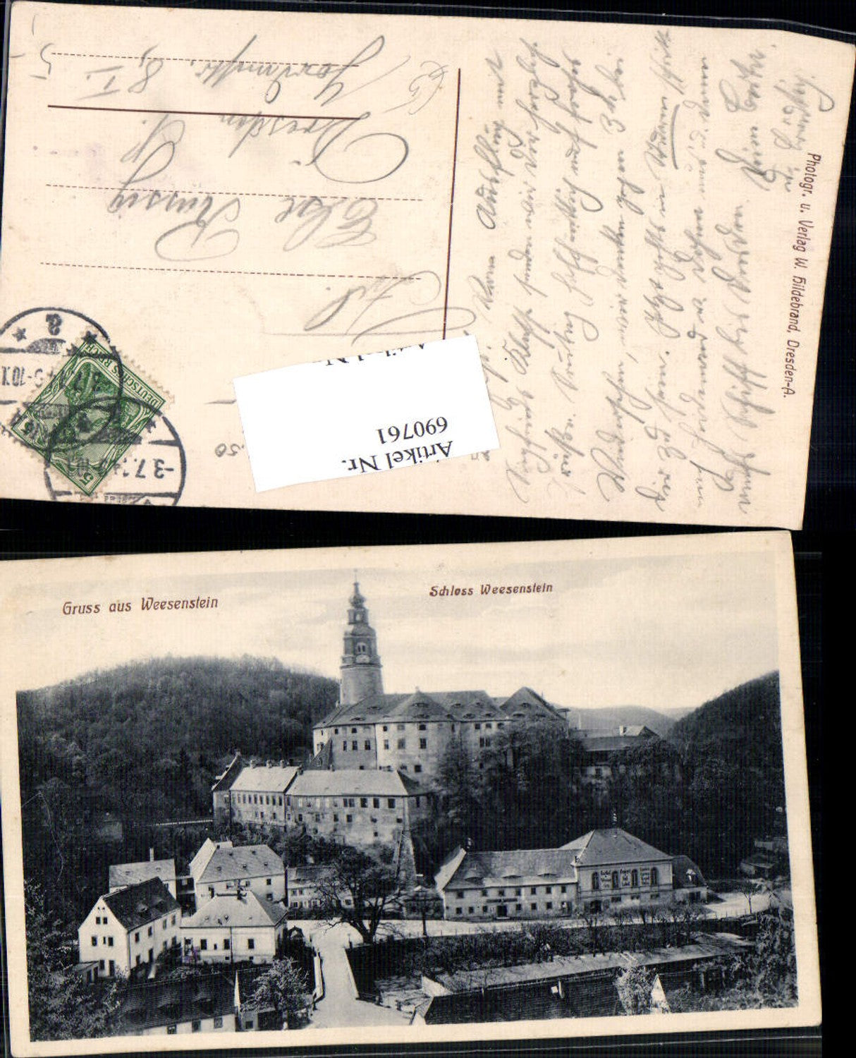 690761 Gruss aus Weesenstein Schloss 1910 Müglitztal Osterzgebirge Dresden
