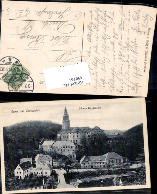 690761 Gruss aus Weesenstein Schloss 1910 Müglitztal Osterzgebirge Dresden