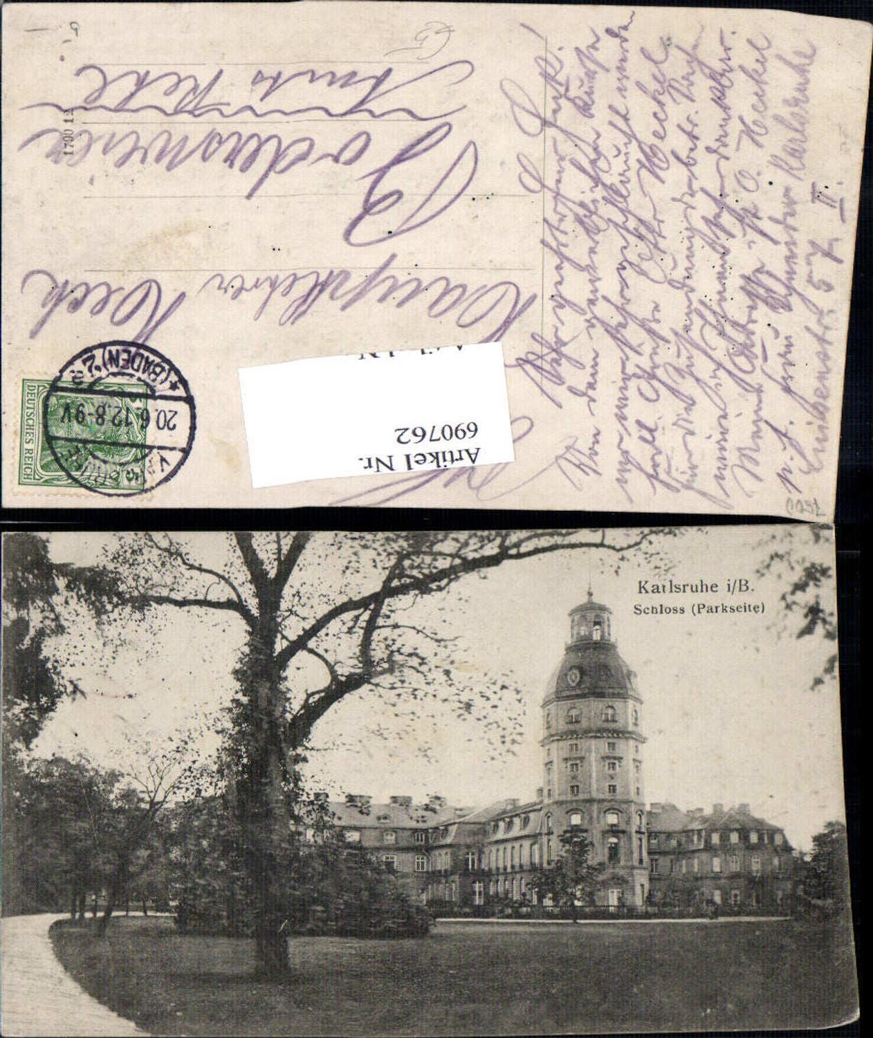 690762 Karlsruhe Baden Schloss Parkseite 1912
