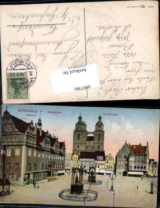 690780 Wittenberg Marktplatz Stadtkirche Rathaus