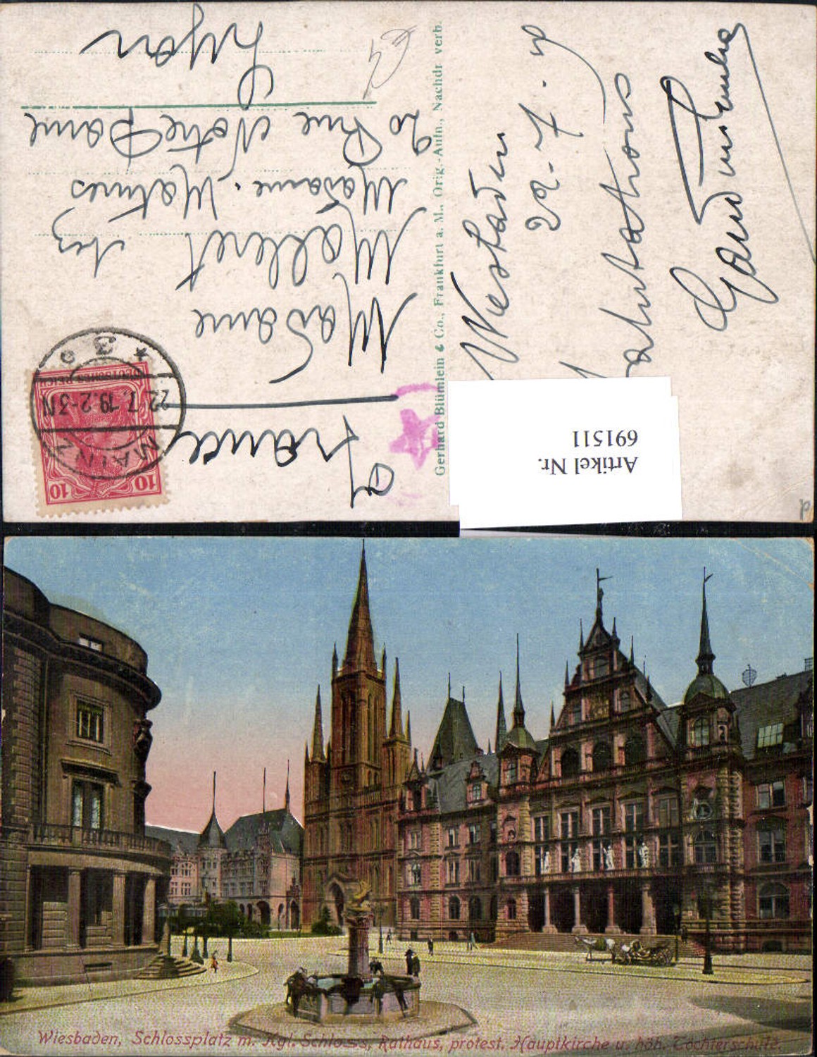 691511 Wiesbaden Schlossplatz Rathaus protestantische Kirche