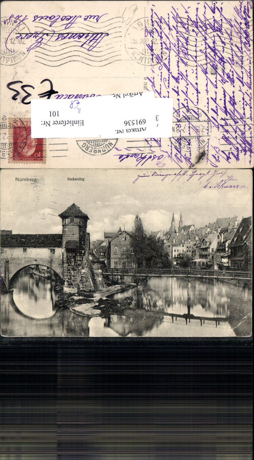 691536 Nürnberg Henkersteg Partie 1912 gel. Athen Greece