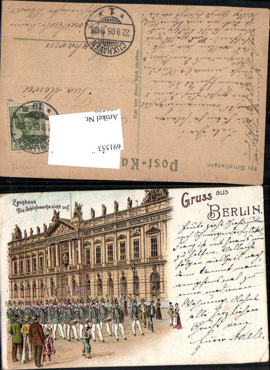 691553 tolle Lithographie Berlin Zeughaus Schlosswache