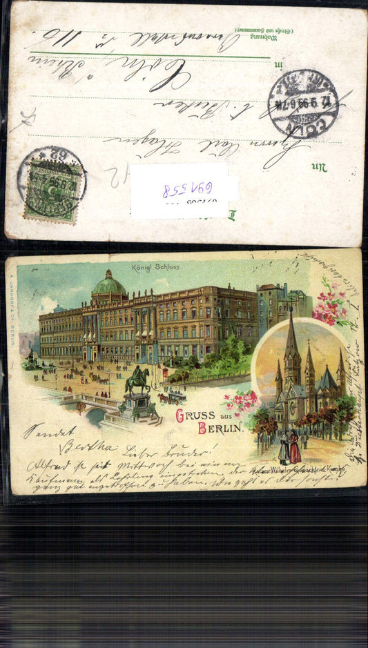 691558 tolle Lithographie Berlin Schloss Kaiser Wilhelm Gedächtnis Kirche pub Jandorf & Co.