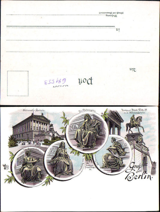 691559 tolle Lithographie Berlin National Galerie Denkmal Friedrich Wilhelm IV pub Zieher