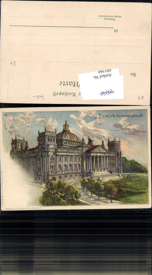 691560 tolle Lithographie Berlin Reichstagsgebäude Reichstag pub Heymann & Schmidt