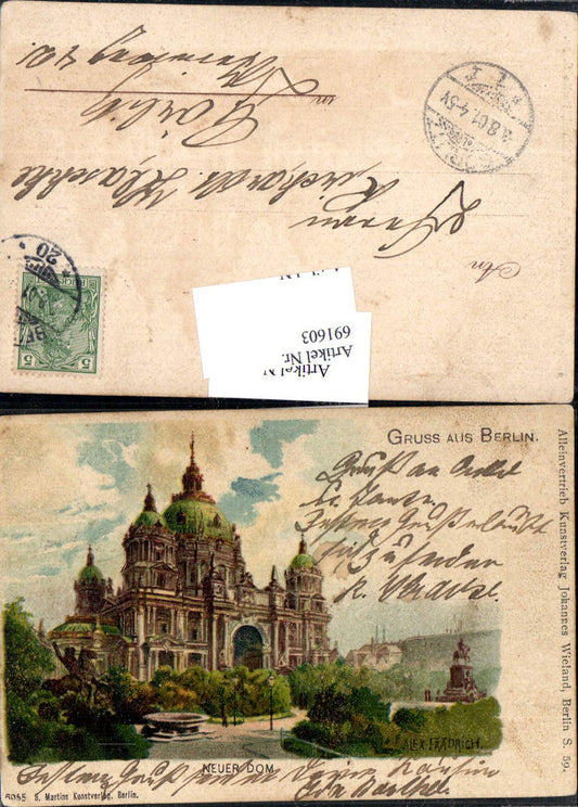 691603 tolle Lithographie Alex Frädrich sign. Berlin Dom pub Johannes Wieland