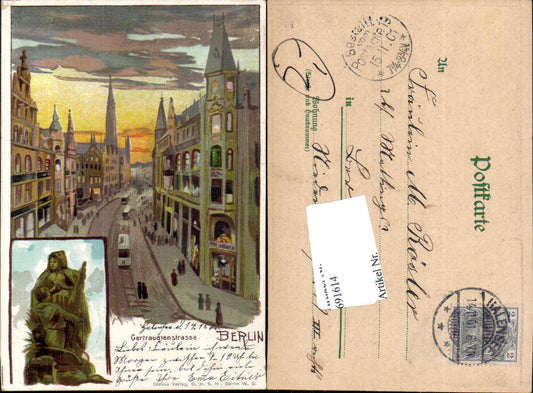 691614 tolle Lithographie Berlin Gertraudenstraße Spittelmarkt pub Globus Verlag