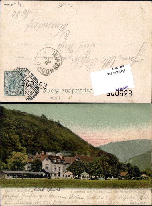 691701 Baden bei Wien Helenental Josef Dietmanns Etablissement Zur alten Krainerhütte