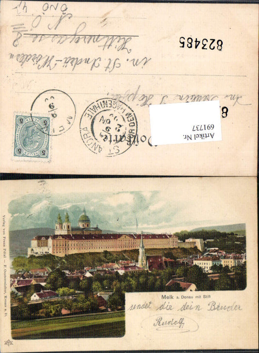 691737 Lithographie Melk an der Donau