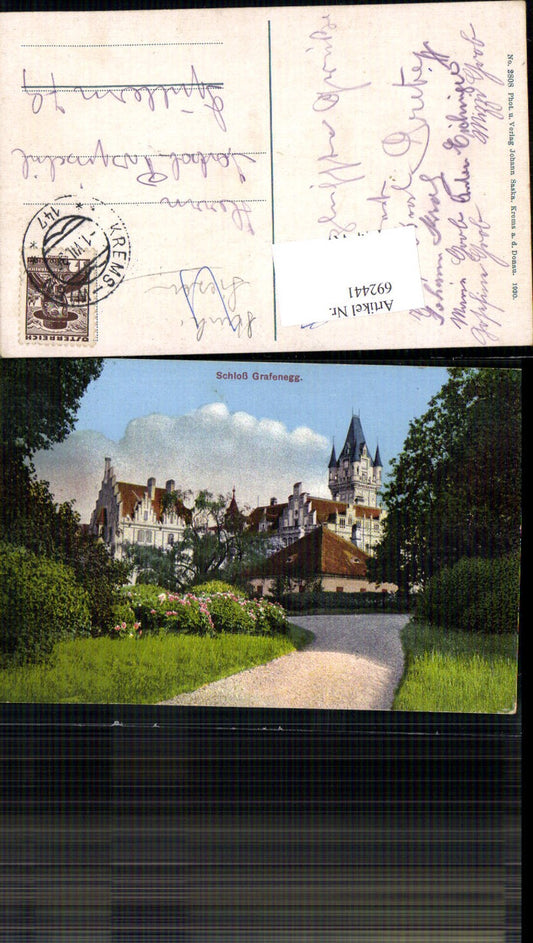 692441 Schloss Grafenegg b. Haitzendorf Krems Bahnpost Zug 147 Krems - Wien
