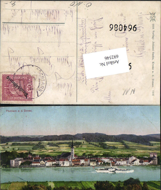 692546 Gross Pöchlarn an der Donau Dampfer 1916 pub Johann Saska 2356