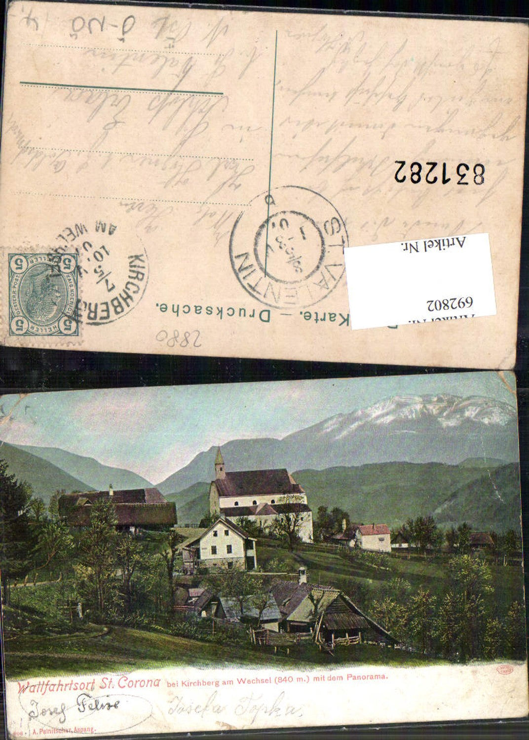 692802 St. Corona bei Kirchberg am Wechsel gel. Schloss Erla b. St. Valentin