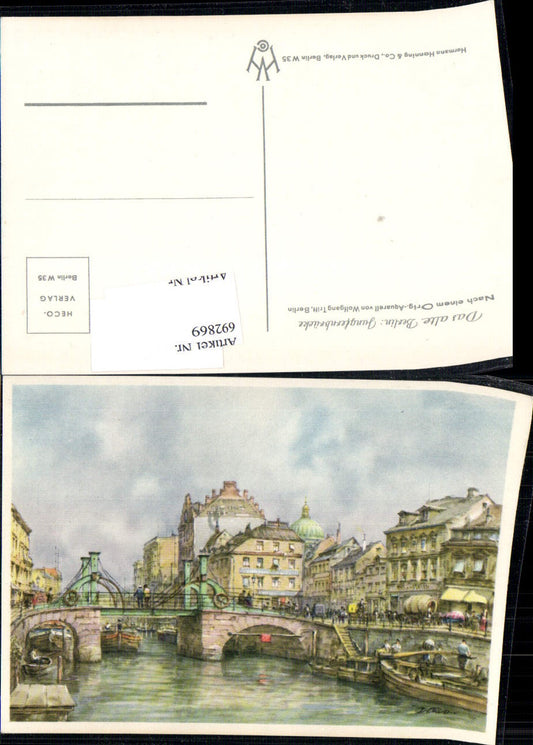 692869 Künstler AK Wolfgang Tritt Berlin Jungfernbrücke Brücke
