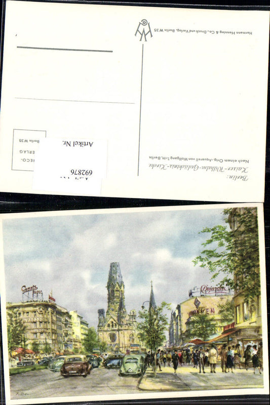 692876 Künstler AK Wolfgang Tritt Berlin Kaiser Wilhelm Gedächtniskirche VW Käfer