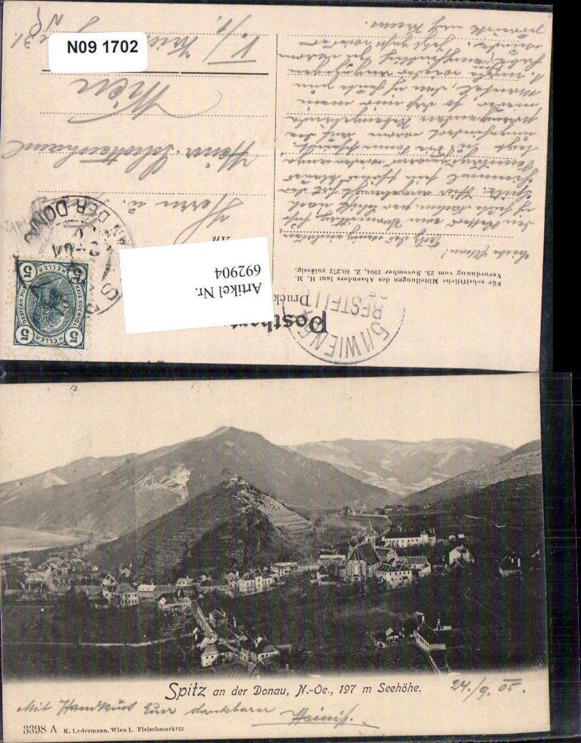 692904 Spitz an der Donau Wachau 1905 pub Ledermann 3398 A