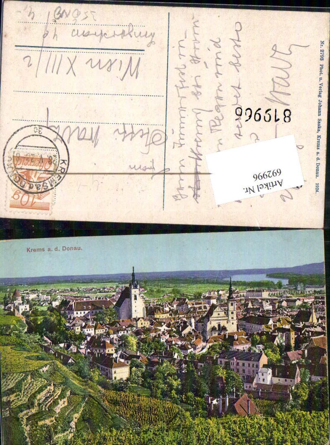 692996 tolle AK Krems an der Donau pub Johann Saska 2793