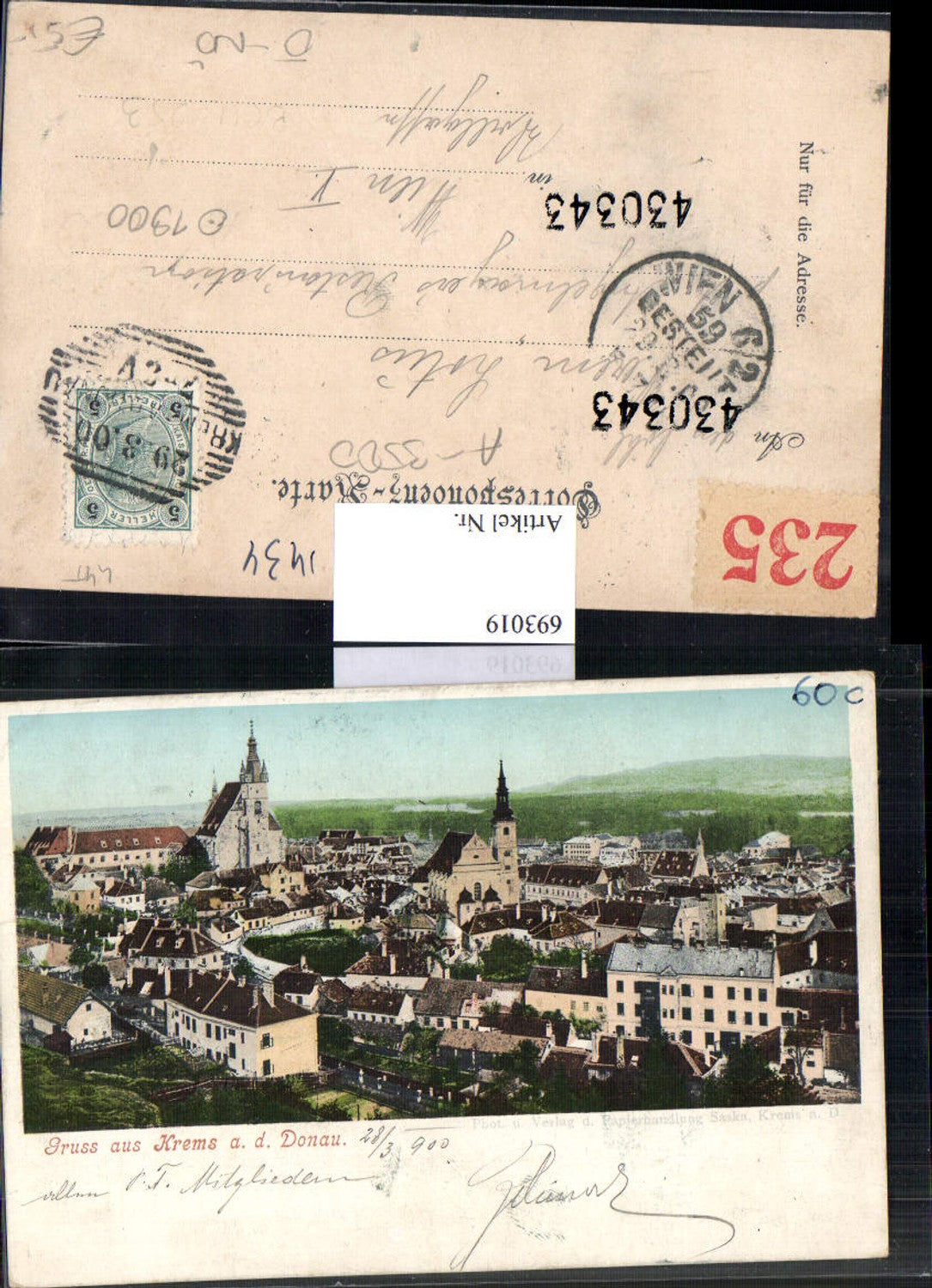 693019 tolle AK Krems an der Donau pub Johann Saska