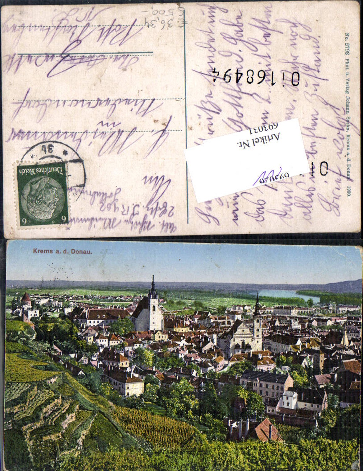 693031 Krems an der Donau pub Johann Saska 2793 gel. Niedernondorf rastenberg