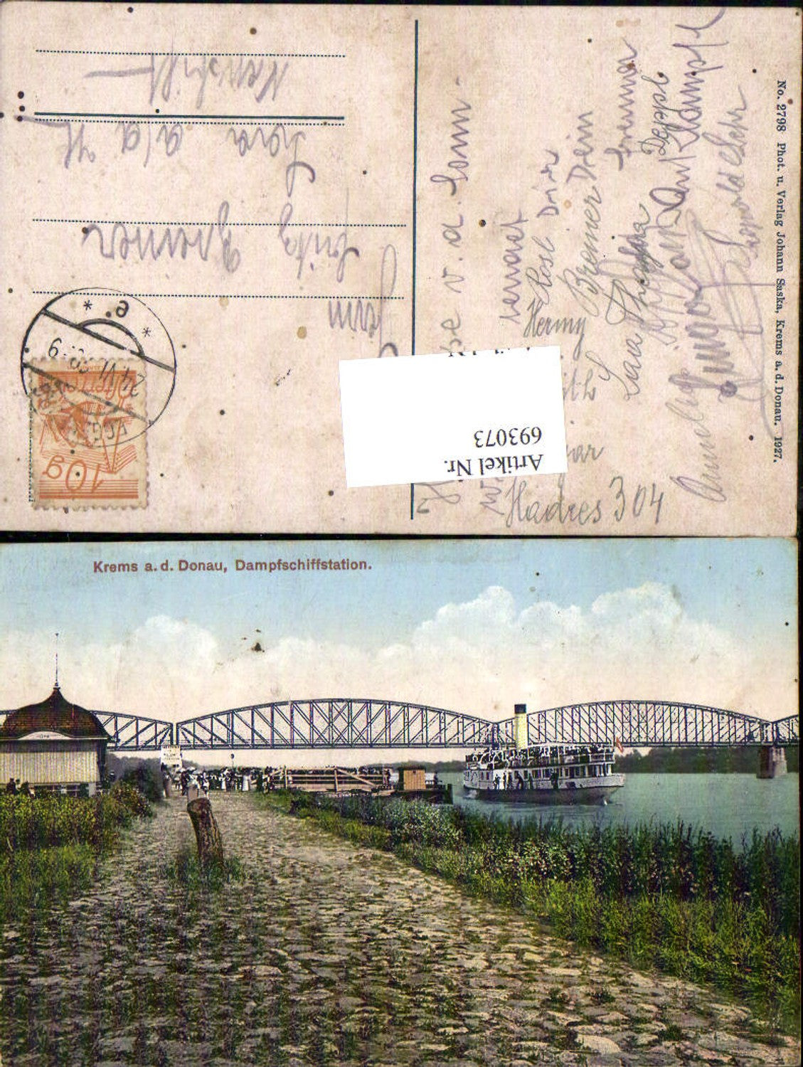 693073 Krems an der Donau Dampfschiffstation Dampfer Brücke gel Laa Thaya pub Johan Saska 2798