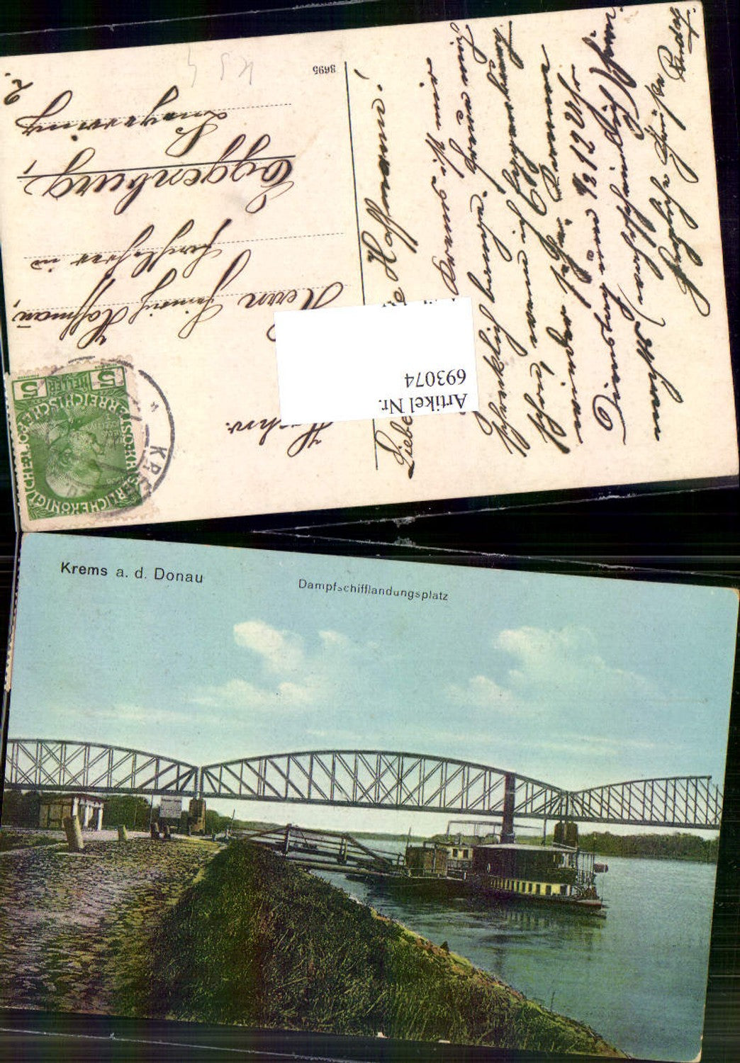 693074 Krems an der Donau Dampfschiffstation Dampfer Brücke gel Eggenburg
