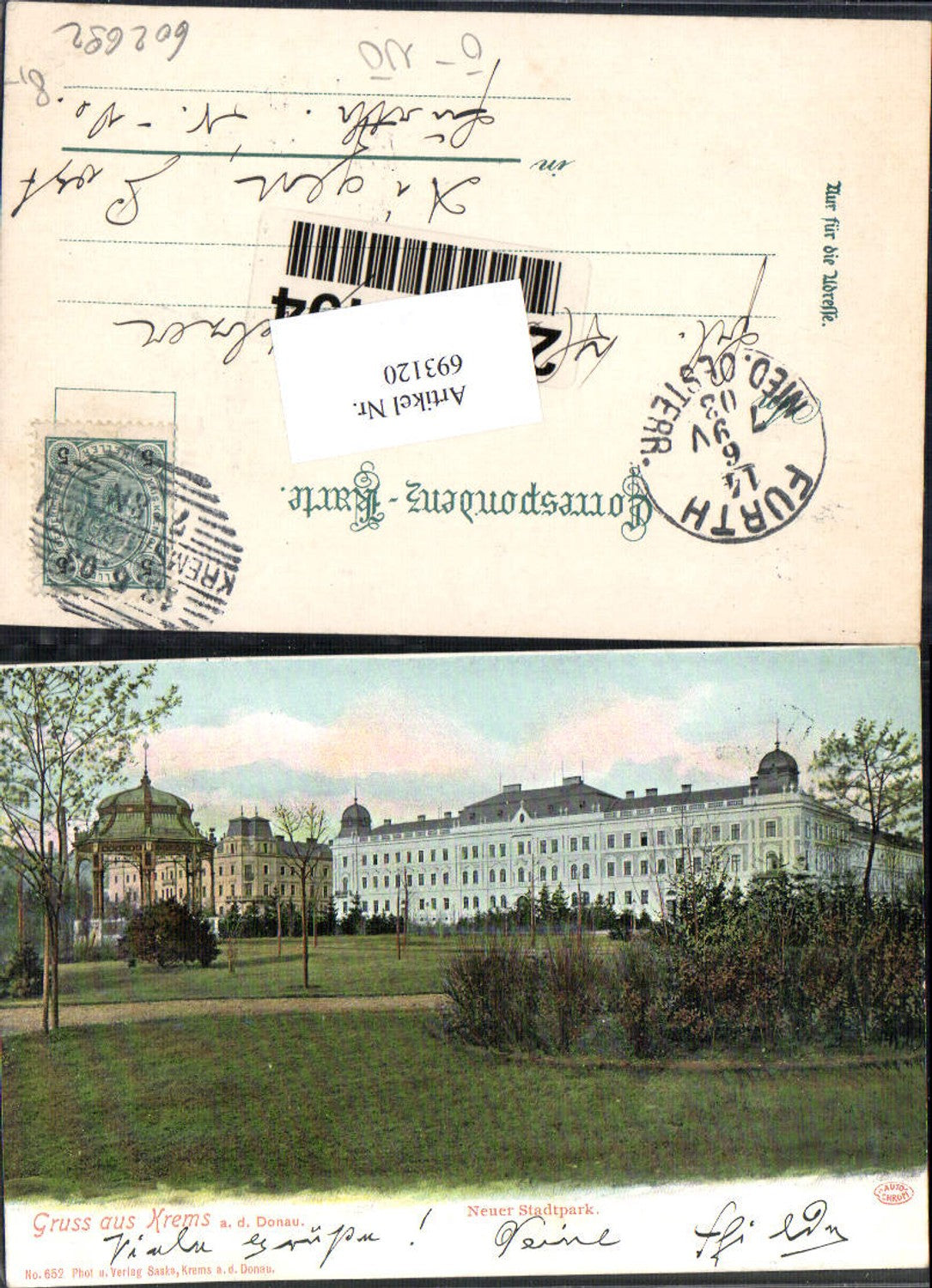 693120 Krems an der Donau Neuer Stadtpark pub Johan Saska 652 gel Aigen Furth