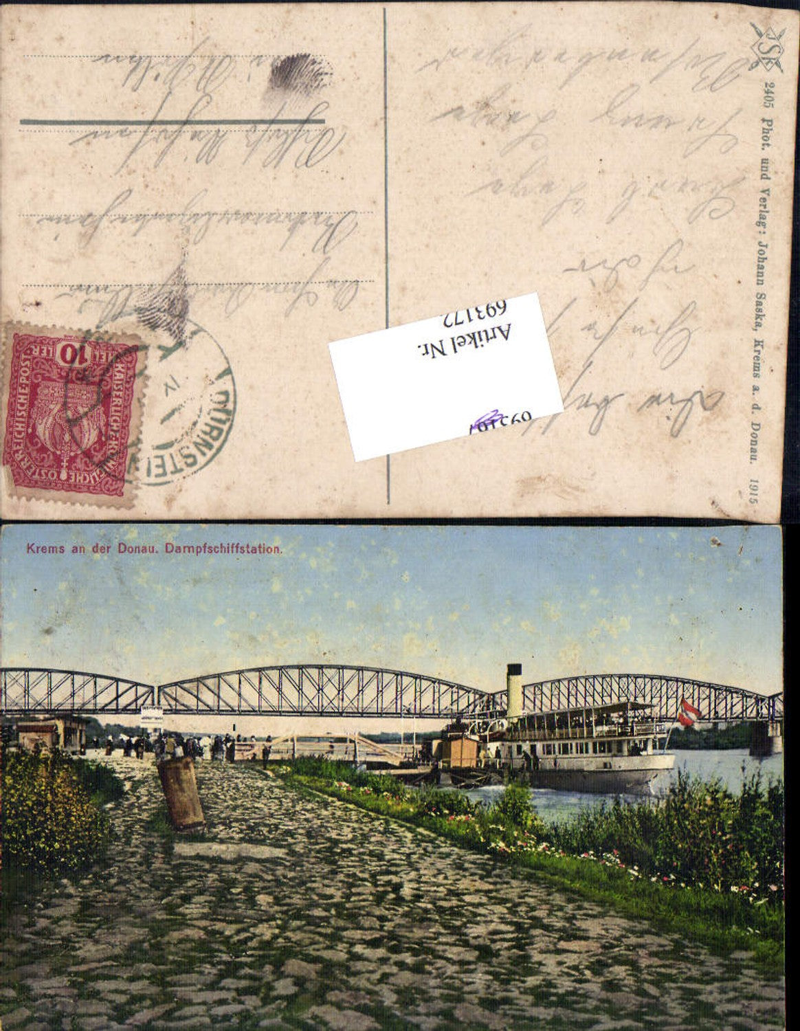 693172 Krems an der Donau Dampfschiffstation Dampfer Brücke pub Johann Saska 2405