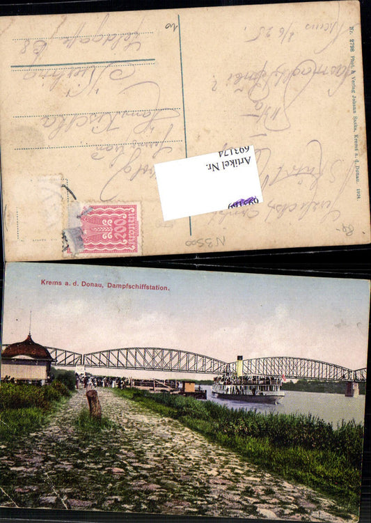 693174 Krems an der Donau Dampfschiffstation Dampfer gel Kierling pub Johann Saska 2798