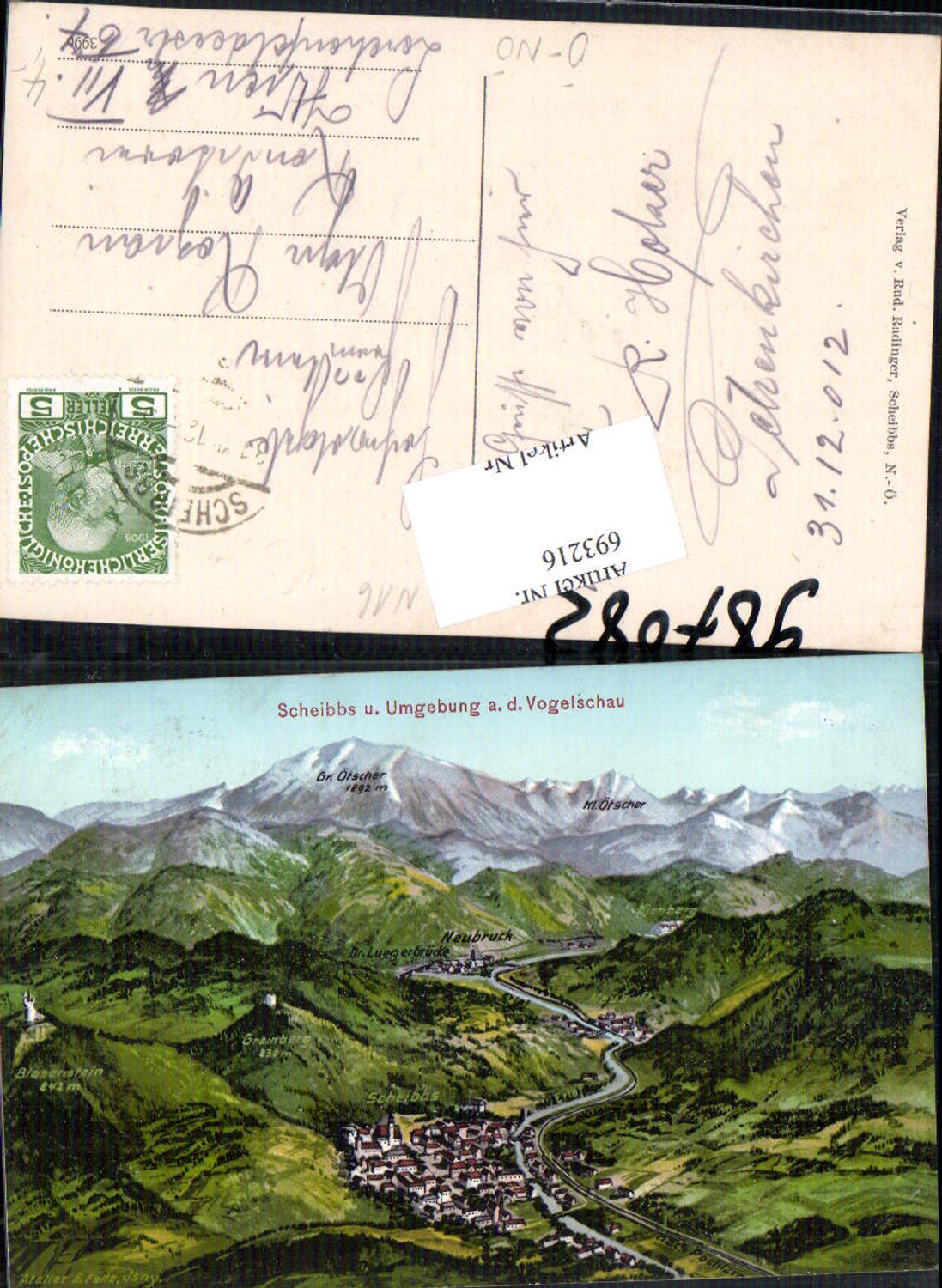 693216 tolle Künstler AK Eugen Felle Scheibbs Vogelschau Neubruck Kienberg