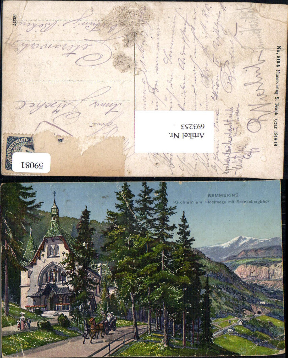 693253 Semmering Kirchlein am Hochwege Kutsche