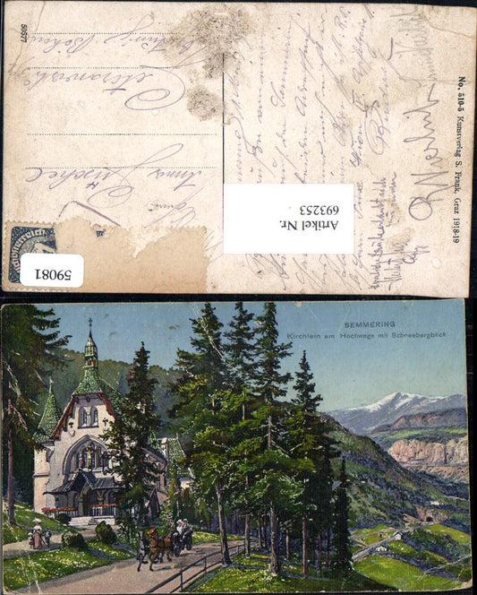 693253 Semmering Kirchlein am Hochwege Kutsche