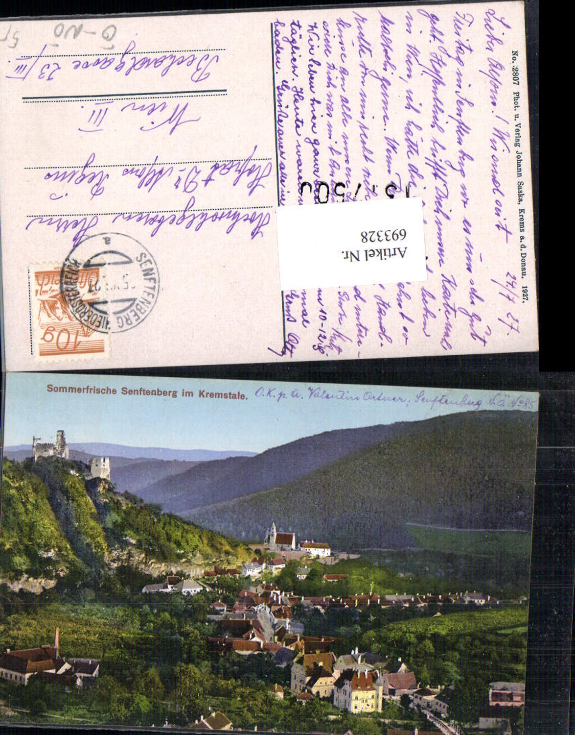 693328 Senftenberg im Kremstale bei Krems pub Johann Saska 2807