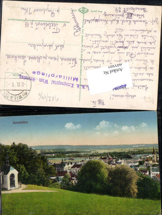 693592 Amstetten Kapelle Feldpost Kriegsspital Wien Grinzing gel Trebesove Rychnov