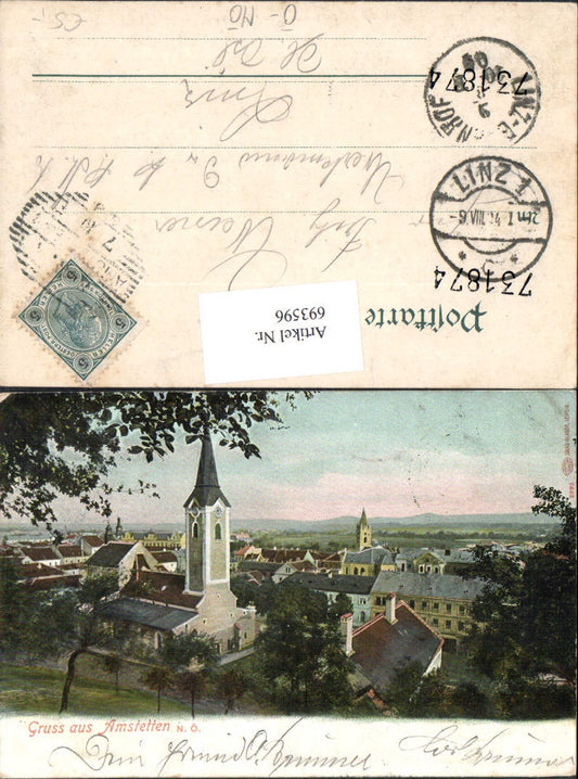 693596 Amstetten gel Stempel Linz Bahnhof 1900