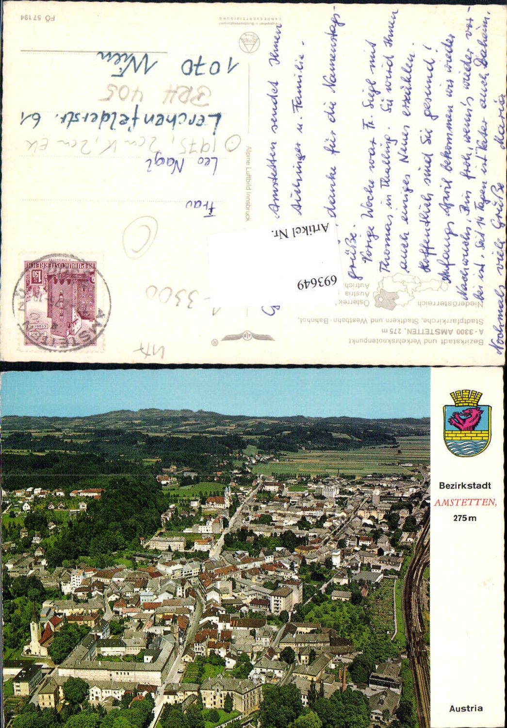 693649 Amstetten Luftbild Fliegeraufnahme Alpine Luftbild FÖ 57194
