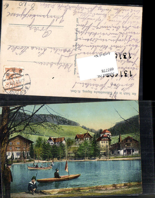 693778 Aspang an der Aspangbahn Teich Leute Boot