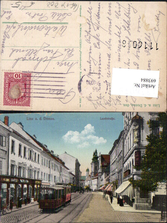 693884 Linz an der Donau Landstraße Straßenbahn Tramway gel Watzendorf