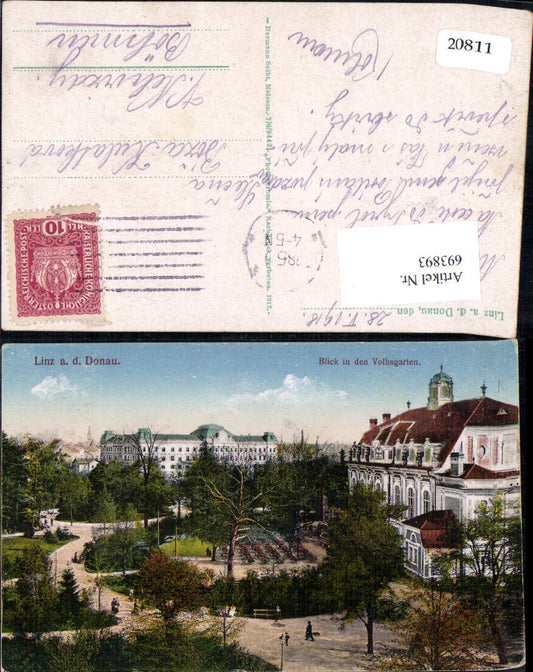 693893 Linz an der Donau Volksgarten gel V. Nehirzdy pub Hermann Seibt 7/6/9442