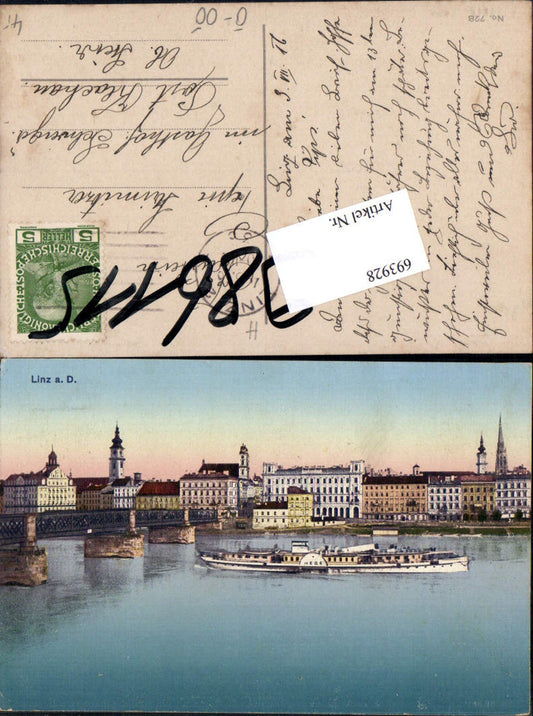 693928 Linz an der Donau Dampfer Hebe Brücke Urfahr gel Klachau