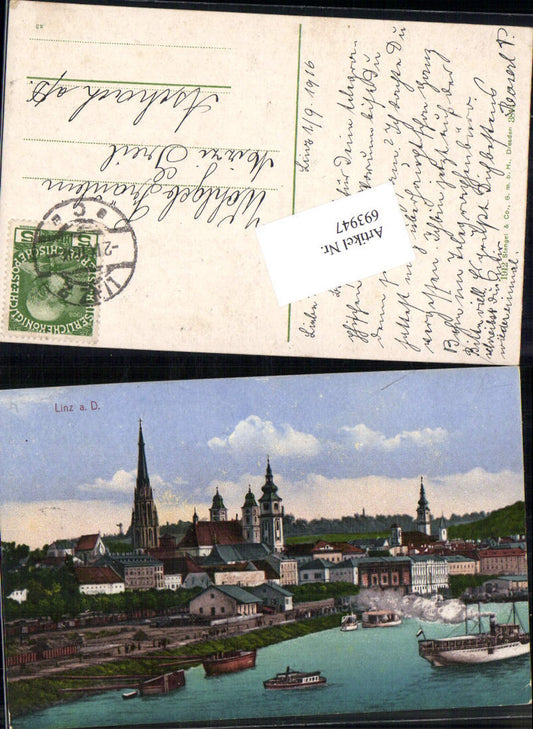 693947 Linz an der Donau Dampfer Landungsplatz gel Aschach