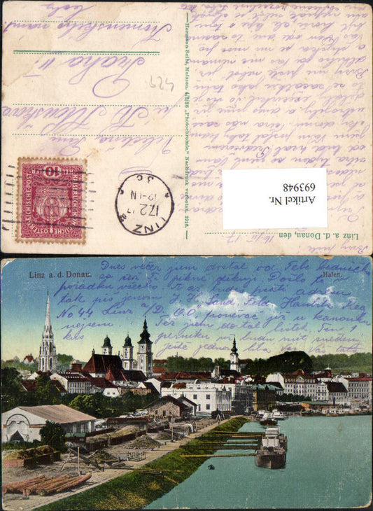 693948 Linz an der Donau Dampfer Landungsplatz Hafen